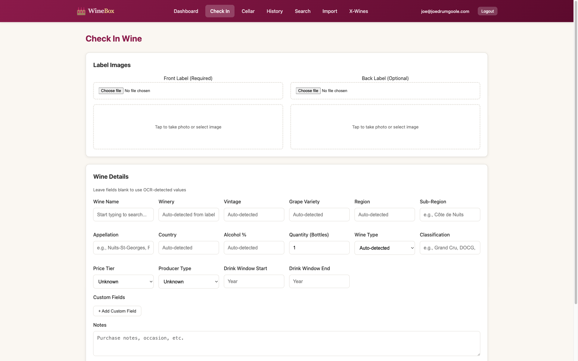 Check In Form